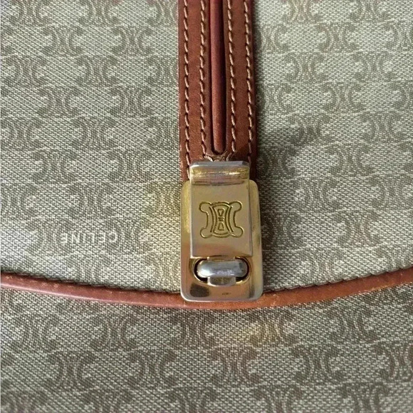 CELINE Macadam Blason Shoulder Cross Body Bag PVC Leather Beige - Picture 15 of 16